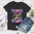 Even Baddies Get Saddies Raccoon Meme Women's V-Neck Tee - Fun Gift