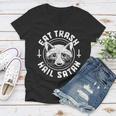Gothic Raccoon V-Neck T-Shirt - Quirky Style for Edgy Women