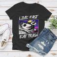 Live Fast Eat Trash Women's V-Neck T-Shirt for Raccoon & Opossum Fans