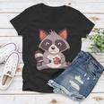Raccoon Cookie Lover V-Neck T-Shirt for Women - Small Size