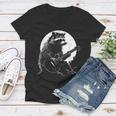 Raccoon Guitarist Women's V-Neck T-Shirt - Musical Moonlight Meme