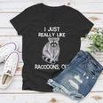 Raccoon Love Women's V-Neck T-Shirt - Playful Design for Fans