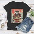 Ramen Noodle Raccoon Women's V-Neck T-Shirt - Fun Anime Flair