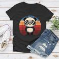 Retro Panda BBQ Pool Party Women's V-Neck T-Shirt - Fun & Stylish