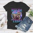 Retro Raccoon Meme V-Neck T-Shirt for Women | Rizz Em Up Style