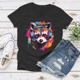 Retro Raccoon Women's V-Neck T-Shirt - Colorful Headphones Design
