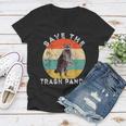 Save The Trash Panda Raccoon Animal Retro Vintage Sunset Women's V-Neck T-Shirt