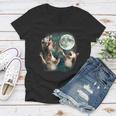 Three Possum Moon 3 Opossum Weird Cursed Meme Women's V-Neck T-Shirt