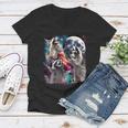 Three Racoon Moon Women's V-Neck T-Shirt | Fun Meme Design