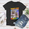 Tummy Ache Survivor Raccoon Women's V-Neck Tee - Small, Cute & Quirky