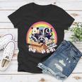 Vintage Adopt Animals Women's V-Neck T-Shirt | Cat & Raccoon Theme