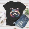 Watercolor Raccoon Tee - Modern Women's V-Neck, All Seasons Wear