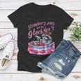 Women's Raccoon V-Neck T-Shirt - Quirky Strawberry Jam Design