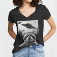 Alien UFO Raccoon Women's V-Neck T-Shirt - Fun & Whimsical