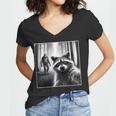 Bigfoot Raccoon Selfie Women's V-Neck T-Shirt - Funny Sasquatch Theme