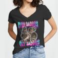 Even Baddies Get Saddies Raccoon Meme Women's V-Neck Tee - Fun Gift