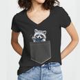 Pocket Raccoon Women's V-Neck T-Shirt - Cute Design for Animal Lovers