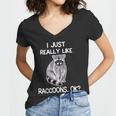 Raccoon Love Women's V-Neck T-Shirt - Playful Design for Fans