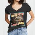 Raccoon Meme V-Neck T-Shirt for Women – Humorous and Quirky