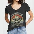 Raccoon Trash Panda Women's V-Neck T-Shirt - Playful Attitude Twist
