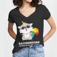 Raccoon Unicorn Women's V-Neck T-Shirt | Whimsical Fantasy Fun