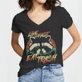 Retro Raccoon Women's V-Neck T-Shirt - Live Fast, Eat Trash