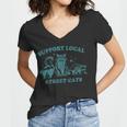 Support-Local-Street-Cat Vintage Raccoon Opossum Skunk Women's V-Neck T-Shirt