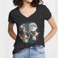 Three Possum Moon 3 Opossum Weird Cursed Meme Women's V-Neck T-Shirt