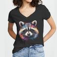 Watercolor Raccoon Tee - Modern Women's V-Neck, All Seasons Wear