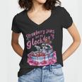 Women's Raccoon V-Neck T-Shirt - Quirky Strawberry Jam Design