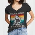 Women's V-Neck T-Shirt - Vintage Raccoon Captain Humor