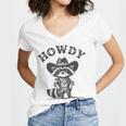 Howdy Raccoon Women's V-Neck T-Shirt - Fun Cowboy Animal Design