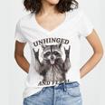 Raccoon Feral Retro T-Shirt - Summer Style V-Neck for Women