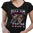 Autism Rizz Em With The Tism Meme Autistic Racoon Women's V-Neck T-Shirt