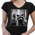 Bigfoot Raccoon Selfie Women's V-Neck T-Shirt - Funny Sasquatch Theme