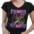 Even Baddies Get Saddies Raccoon Meme Women's V-Neck Tee - Fun Gift