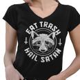 Gothic Raccoon V-Neck T-Shirt - Quirky Style for Edgy Women