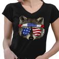 Patriotic Raccoon V-Neck T-Shirt for Women | 4th of July Trash Panda