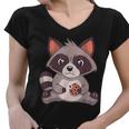 Raccoon Cookie Lover V-Neck T-Shirt for Women - Small Size