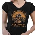 Raccoon Hiking Vintage V-Neck | Women's Tee - Outdoors Enthusiasts