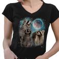Raccoon Moon V-Neck T-Shirt for Women | Unique Wildlife Design