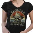Raccoon Trash Panda Women's V-Neck T-Shirt - Playful Attitude Twist