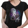 Raccoon V-Neck T-Shirt - Mystical Moon Theme | Women's Tee