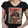 Ramen Noodle Raccoon Women's V-Neck T-Shirt - Fun Anime Flair
