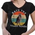 Save The Trash Panda Raccoon Animal Retro Vintage Sunset Women's V-Neck T-Shirt