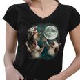 Three Possum Moon 3 Opossum Weird Cursed Meme Women's V-Neck T-Shirt