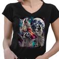 Three Racoon Moon Women's V-Neck T-Shirt | Fun Meme Design