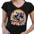 Vintage Adopt Animals Women's V-Neck T-Shirt | Cat & Raccoon Theme