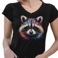 Watercolor Raccoon Tee - Modern Women's V-Neck, All Seasons Wear