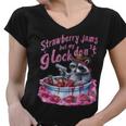 Women's Raccoon V-Neck T-Shirt - Quirky Strawberry Jam Design